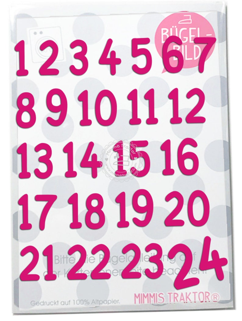 Bügelbild Adventkalender Zahlen 1 24 Flockfolie Aufbügler Applikationen Bügelsticker für Stoffe Textilien Kinder zum Aufbügeln Flicken image 6