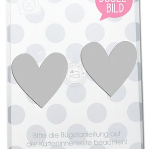 Bügelbild 2 Stk. Reflektor Herzen 5 cm SILBER Aufbügler Applikationen Bügelsticker für Stoffe Textilien Kinder zum Aufbügeln Flicken image 1