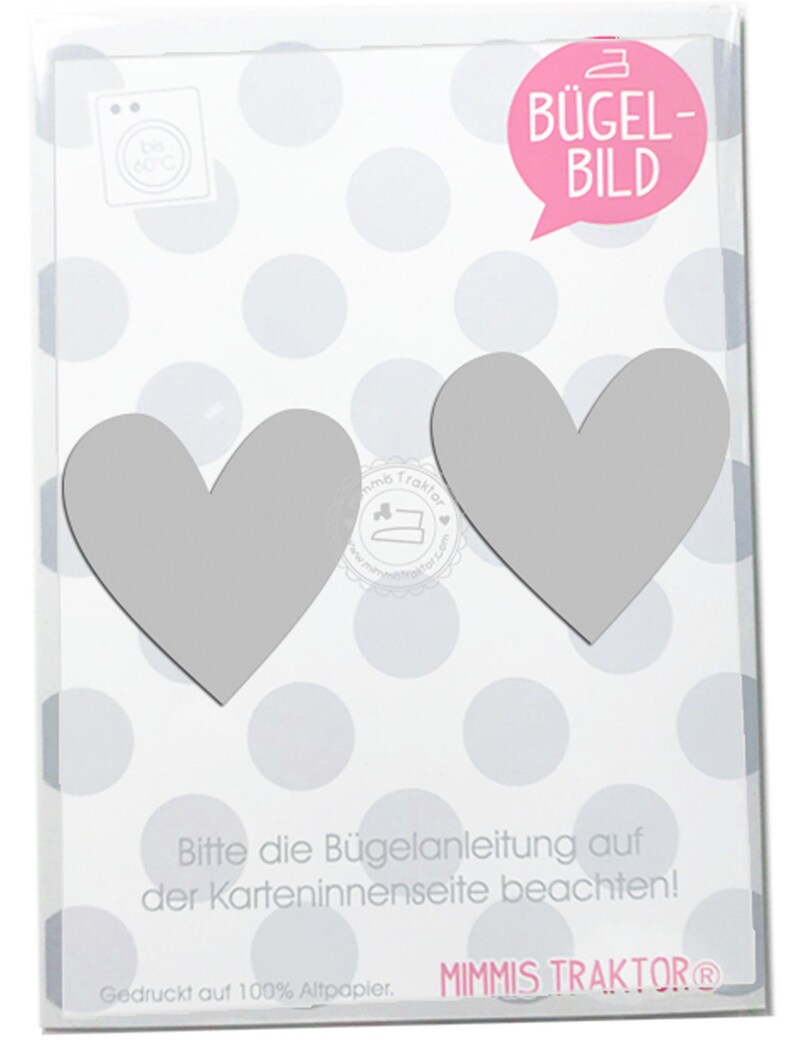 Bügelbild 2 Stk. Reflektor Herzen 5 cm SILBER Aufbügler Applikationen Bügelsticker für Stoffe Textilien Kinder zum Aufbügeln Flicken image 1