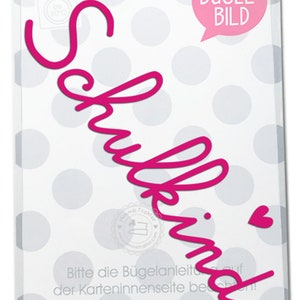 Bügelbild Schulkind mit Herz 15 cm PINK Flockfolie Aufbügler Applikationen Bügelsticker für Stoffe Textilien Kinder zum Aufbügeln Flicken image 1