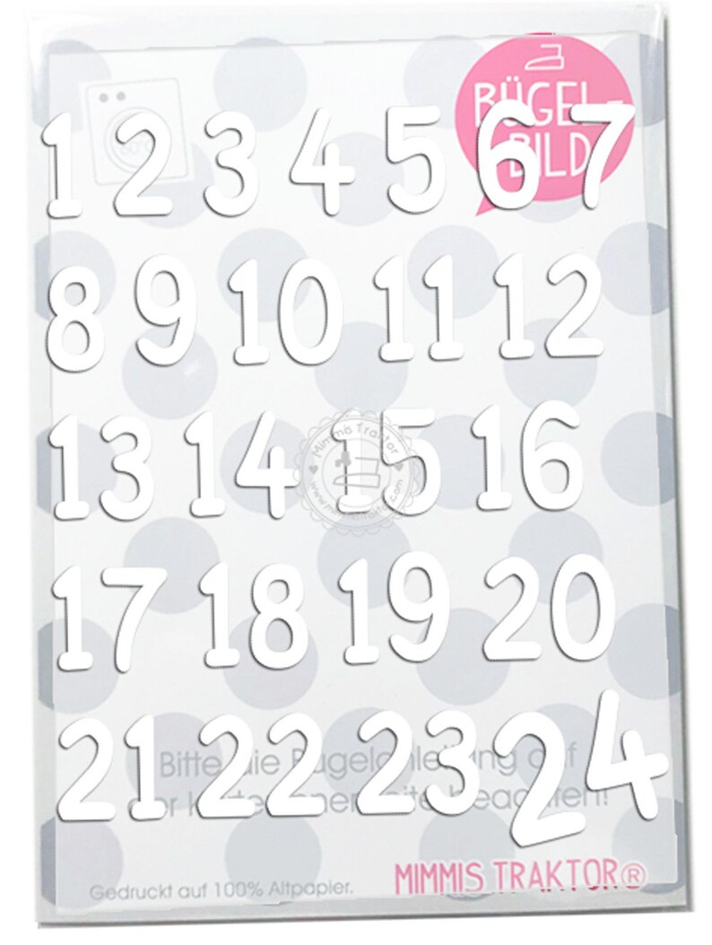 Bügelbild Adventkalender Zahlen 1 24 Flockfolie Aufbügler Applikationen Bügelsticker für Stoffe Textilien Kinder zum Aufbügeln Flicken image 3