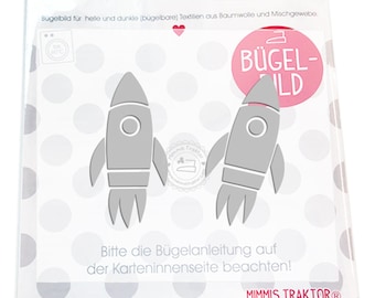 Bügelbild 2 Stk. Reflektor Raketen 7,2 cm SILBER Aufbügler Applikationen Bügelsticker für Stoffe Textilien Kinder zum Aufbügeln Flicken