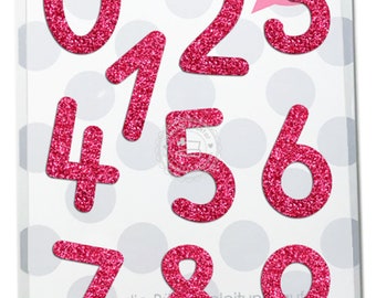 GLITZER Zahlen Bügelbild Zahlen-Set Geburtstagszahlen 10 Ziffern 4 cm Aufbügler Applikationen für Stoffe Textilien zum Aufbügeln Flicken