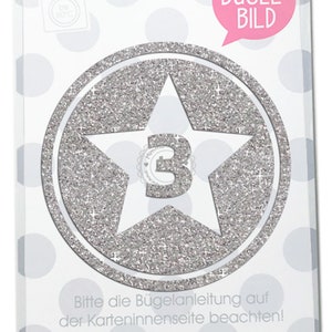 GLITZER Bügelbild Sternbutton mit Wunschzahl 10 cm SILBER Aufbügler Applikationen Bügelsticker für Stoffe Textilien zum Aufbügeln Flicken image 3