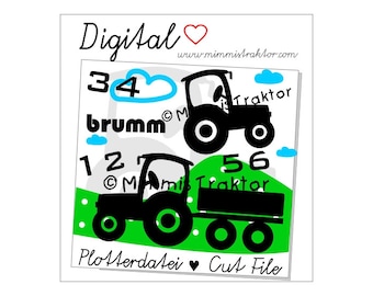 Cut File SVG, DXF, Instant Digital Download, Tractors, With Trailer, limited commercial use