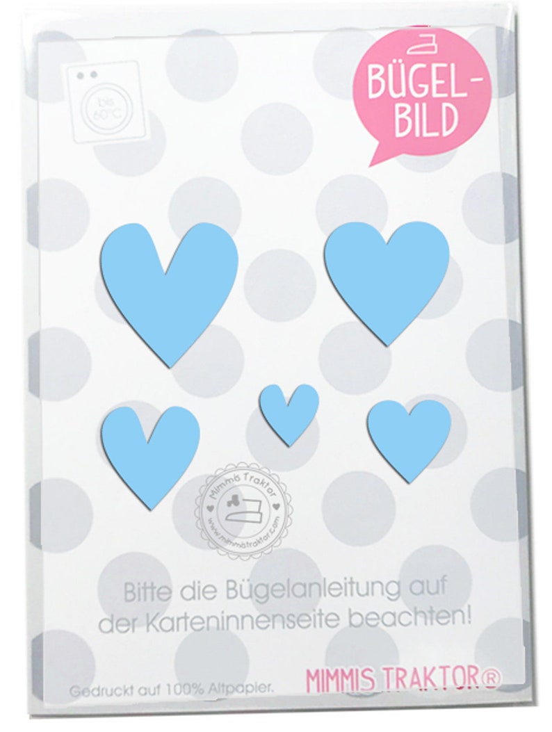 Bügelbild 5 Herzen 3,5 cm bis 1,5 cm Flockfolie Aufbügler Applikationen Bügelsticker für Stoffe Textilien Kinder zum Aufbügeln Flicken image 4