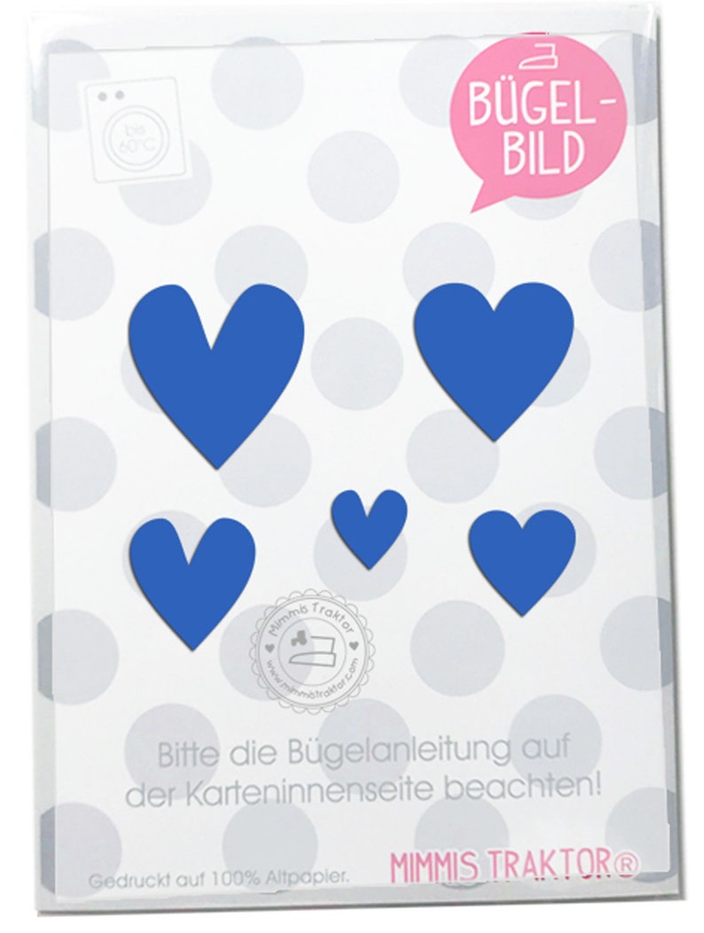 Bügelbild 5 Herzen 3,5 cm bis 1,5 cm Flockfolie Aufbügler Applikationen Bügelsticker für Stoffe Textilien Kinder zum Aufbügeln Flicken image 3