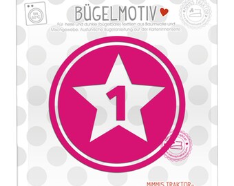 Bügelbild Sternbutton 10 cm PINK Flockfolie Aufbügler Applikationen Bügelsticker für Stoffe Textilien Kinder zum Aufbügeln Flicken