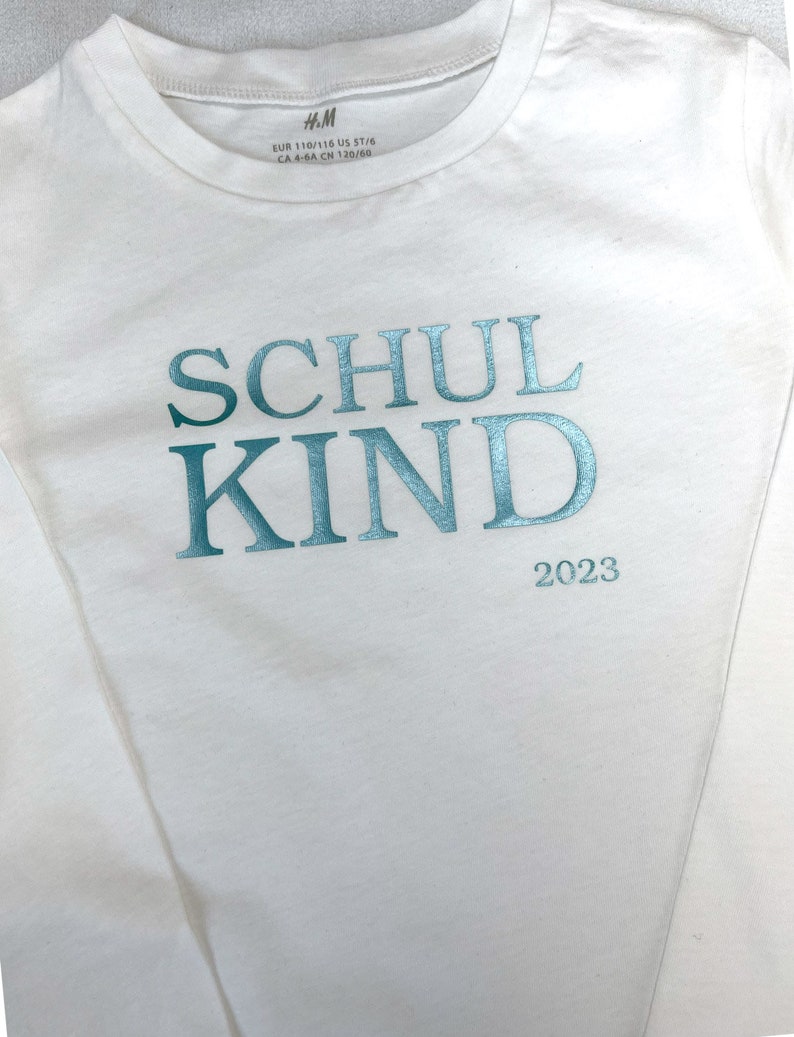 Bügelbild Schulkind Farbwahl Wunschname Jahr 14 cm handwritten FLEXFOLIE Schulstart Aufbügler Bügelsticker für Stoffe Textilien Aufbügeln image 4