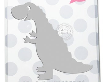 Bügelbild Reflektor T-Rex Dinosaurier 10 cm SILBER Aufbügler Applikationen Bügelsticker für Stoffe Textilien zum Aufbügeln Flicken