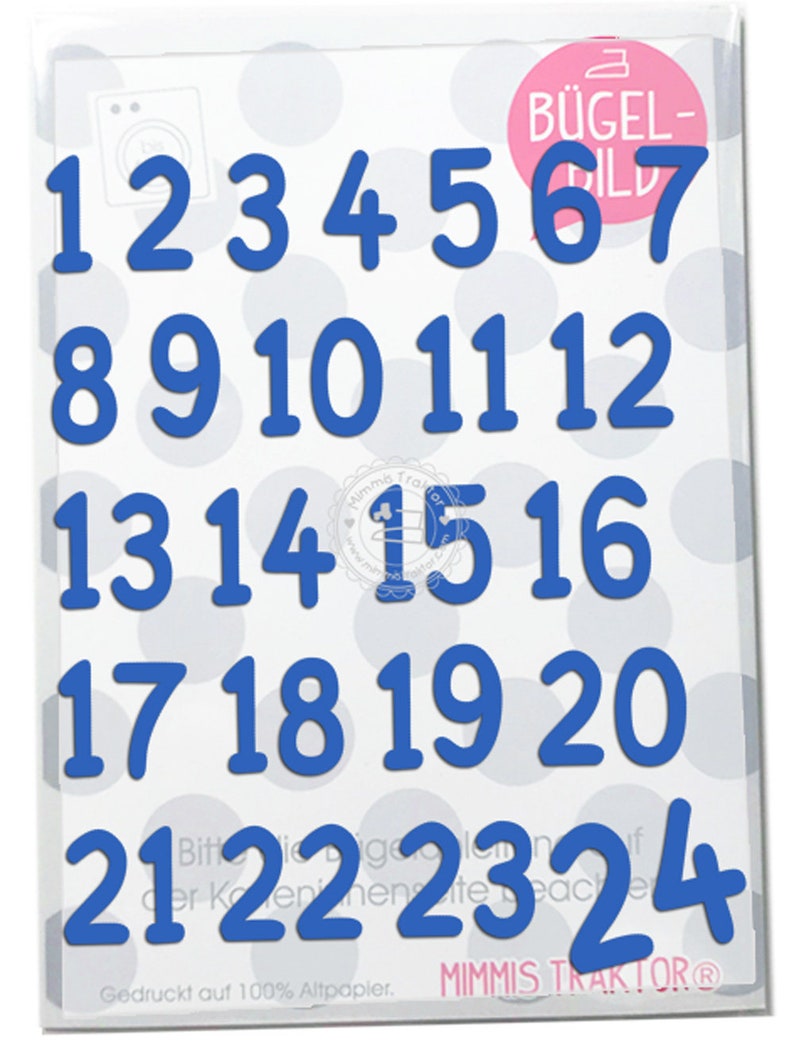 Bügelbild Adventkalender Zahlen 1 24 Flockfolie Aufbügler Applikationen Bügelsticker für Stoffe Textilien Kinder zum Aufbügeln Flicken image 4