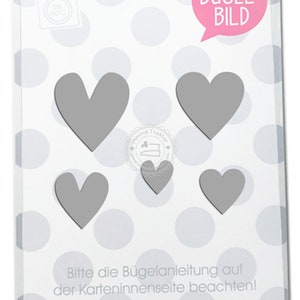 Bügelbild 5 Herzen 3,5 cm bis 1,5 cm Flockfolie Aufbügler Applikationen Bügelsticker für Stoffe Textilien Kinder zum Aufbügeln Flicken image 2