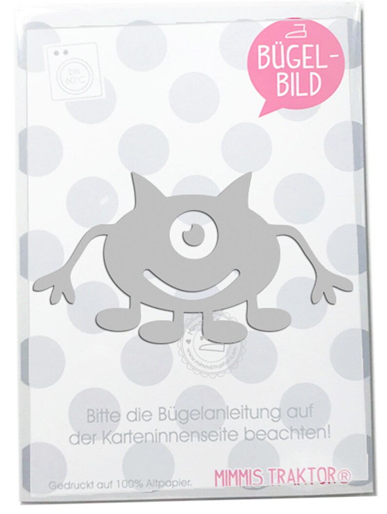 Bügelbild Reflektor Monster 11 cm SILBER reflektierend Aufbügler Applikationen Bügelsticker Stoffe Textilien Kinder zum Aufbügeln Flicken image 1