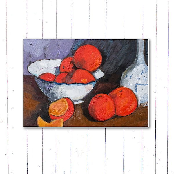 Oranges , oil painting (Original painting) 7.4 x 10.6 inch , still life in orange, free shipping