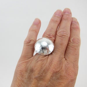 large silver pebble ring, domed silver ring, size 6 1/2 ring
