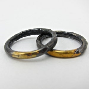 rustic gold and silver ring, blackened ring, unisex ring, wedding ring