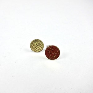tiny gold dot earrings,  hammered gold studs,