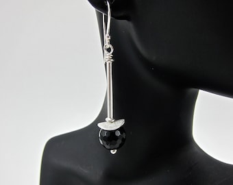 black onyx and sterling silver dangle earrings