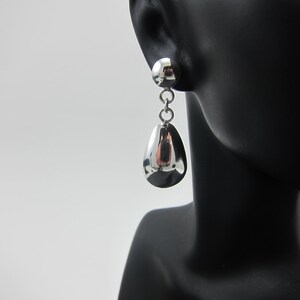 sterling silver drop earrings, egg earrings, teardrop earrings, forged earrings