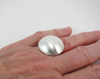 large sterling silver statement ring, large silver pebble ring, domed silver ring