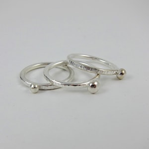 sterling silver stacking ring with tiny silver ball