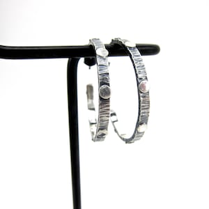 silver hoop earrings, hammered hoops, large hoop earrings, oxidized hoop earrings