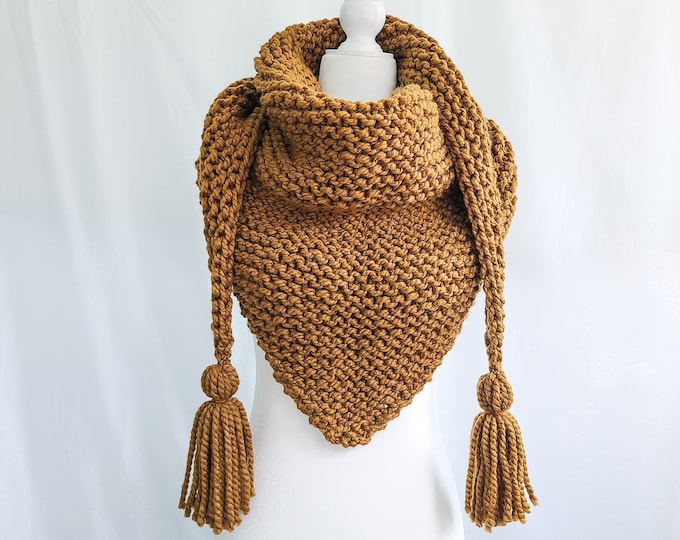 Back Bay Shawl - Flax - Knit Triangle Scarf