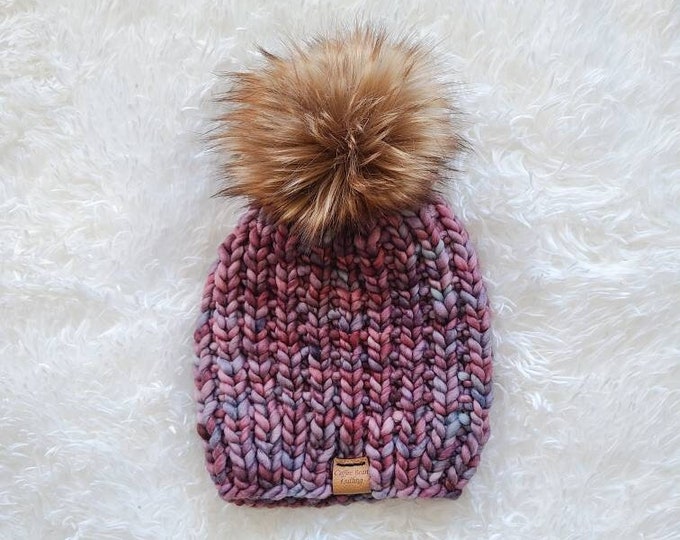 Moxie Hat - Hand Knit Hat - Pom Pom Hat - Love Spell - 100% Merino Wool