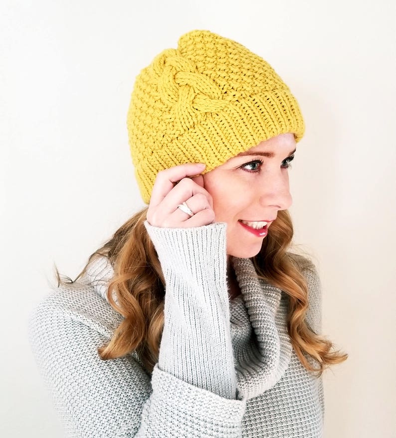 cable brim beanie