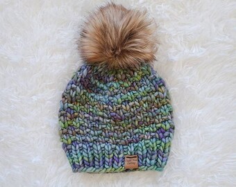 Beacon Hill Beanie - Knit Hat - Pom Pom Hat - Under the Sea - 100% Merino Wool Hat