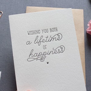 Letterpress Lifetime of Happiness Hochzeit Verlobungskarte - Herzchen