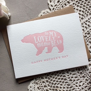 Letterpress Mama Bär Muttertagskarte. Grußkarte für Mama