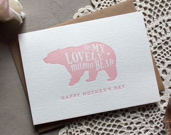 Letterpress Mama Bear Mother's Day Card