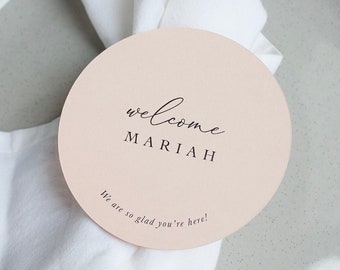 Round place cards, wedding placecard coasters, modern round placecard, circle place cards, guest name cards