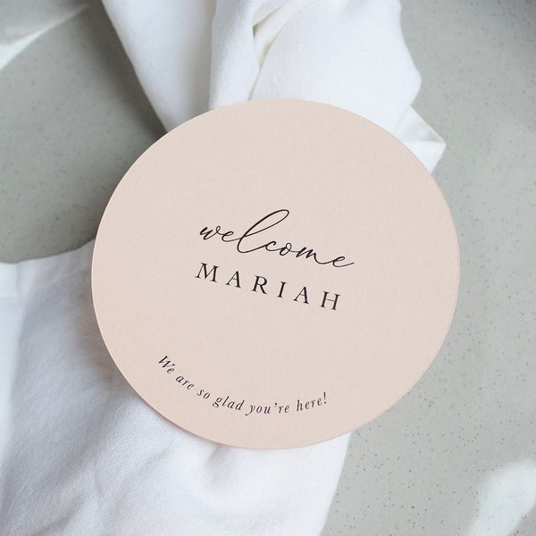 Round place cards, wedding placecard coasters, modern round placecard, circle place cards, guest name cards