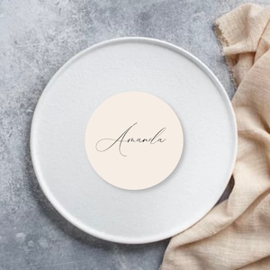 Round place cards, wedding placecard coasters, modern round placecard, circle place cards, guest name cards PORTOFINO
