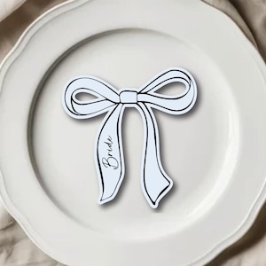 Schleifen Tischkarten, Junggesellinnenabschied Tischkarten Untersetzer Schleifen Tischkarten, Namenskarten Schleife und Schleife Baby Party Tischkarten