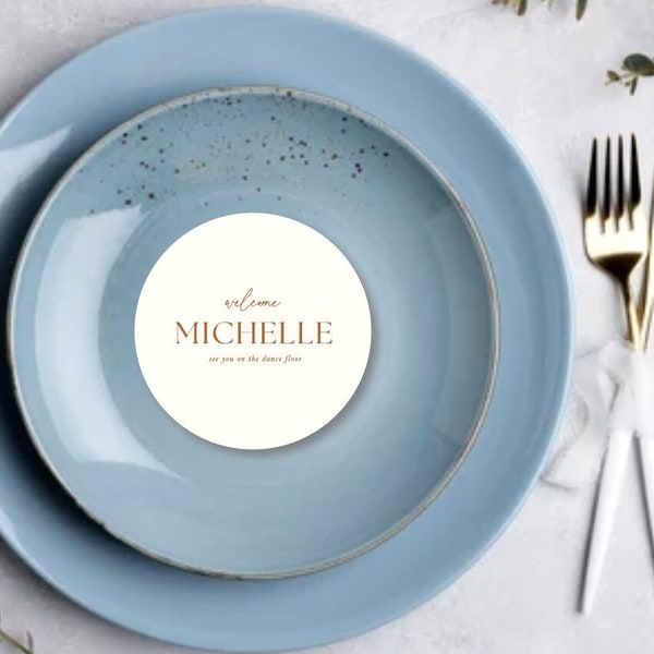 Round place cards, wedding placecard coasters, modern round placecard, circle place cards, guest name cards LOIRE