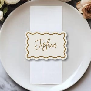 Wavy place cards, wedding placecard coasters, modern organic wave rectangle placecard, wave shape place cards, guest name cards MALAGA