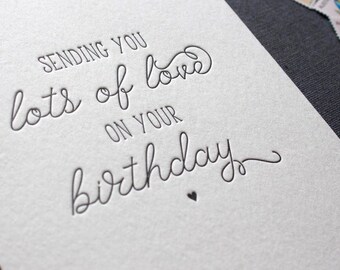 Letterpress Sending Love Birthday Card - Little Heart