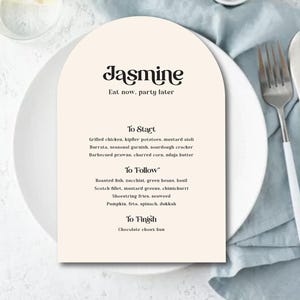 Menus de mariage, menus imprimés, arche avec noms, menus personnalisés, noms d'invités BARCELONE