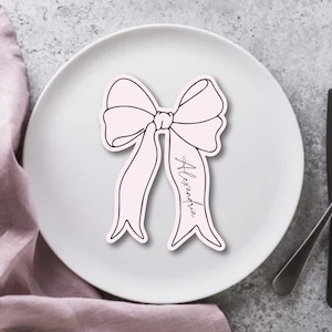 Tarjetas de lugar con lazo, posavasos para despedidas de soltera y lindas tarjetas de lugar con cinta, tarjetas con nombres de invitados, lazo coqueto para baby shower