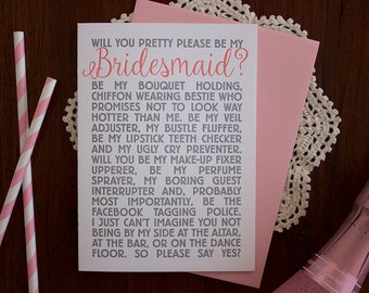 Will you be my Bridesmaid? Letterpress card
