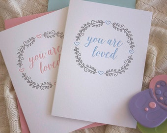 New Baby Card You are loved - Letterpress baby card