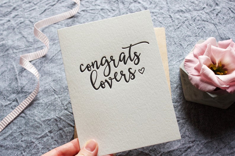 Letterpress Congrats Lovers Card