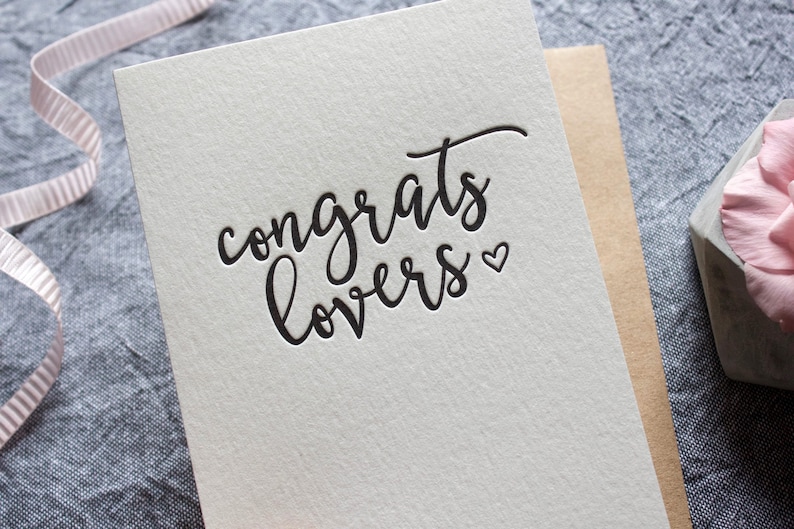 Letterpress Congrats Lovers Card