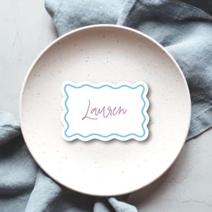 Wavy place cards, wedding placecard coasters, modern wave rectangle placecard, wave shape place cards, guest name cards MALAGA