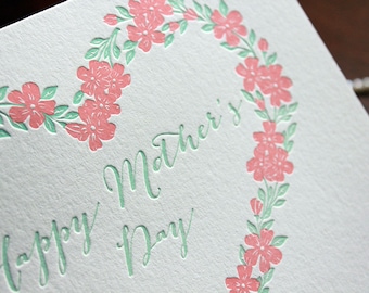 Letterpress Mother's Day Card - Floral