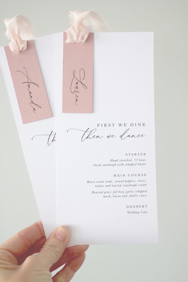 Wedding Menu & Name Tag Template Set Instant Download Elegant Layered ...
