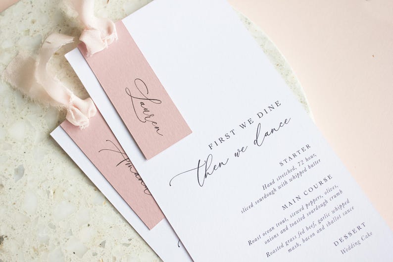Wedding Menu & Name Tag Template Set Instant Download Elegant Layered ...
